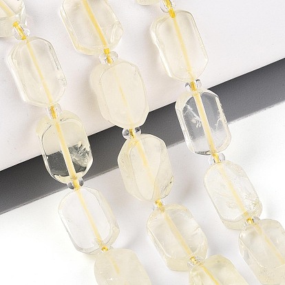 Нити из натуральных бусин лимонного кварца (обработанных нагреванием), с бисером, прямоугольные