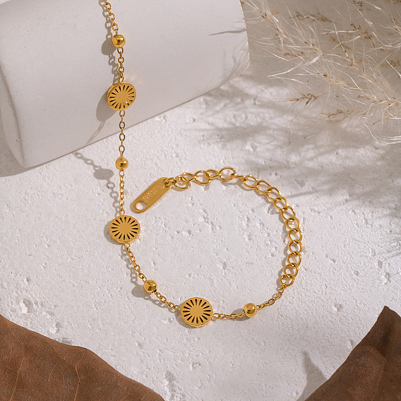 304 браслеты из нержавеющей стали Sun Link для женщин, ионное покрытие (ip)