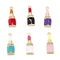 Brass Micro Pave Clear Cubic Zirconia Pendants, with Enamel, Long-Lasting, Lipstick, Real 18K Gold Plated