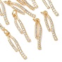 SHEGRACE Brass Clear Cubic Zirconia Pendants, Ribbon Charms, Cadmium Free & Lead Free & Nickel Free