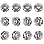 12 шт ретро ионное покрытие (IP) 304 распорные бусины из нержавеющей стали, плоский круглый с т-образным рисунком