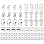 Alloy S-Hook Clasps, Connector Components with 304 Stainless Steel Open Jump Rings