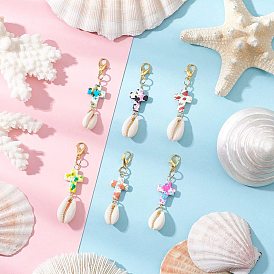 Синтетическая бирюза подвеска decraotions, с застежками-лобстерами из сплава и бусинами из натуральных ракушек каури