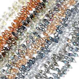 Opacos color sólido hebras de perlas de vidrio, facetados, gota de agua