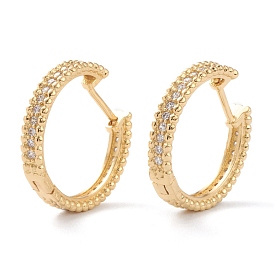 Clear Cubic Zirconia Hoop Earrings, Brass Jewelry for Women
