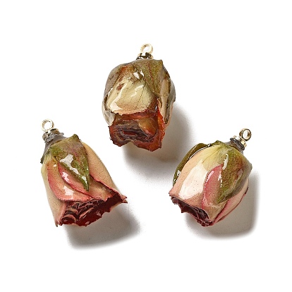 Preserved Rose with Golden Alloy Pendants