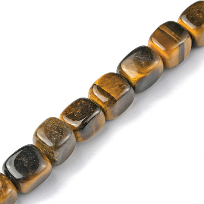 Natural Tiger Eye Beads Strands, Cuboid