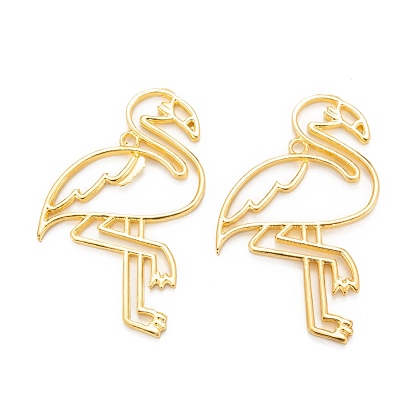 Alloy Open Back Bezel Pendants, for DIY UV Resin, Epoxy Resin, Pressed Flower Jewelry, Flamingo