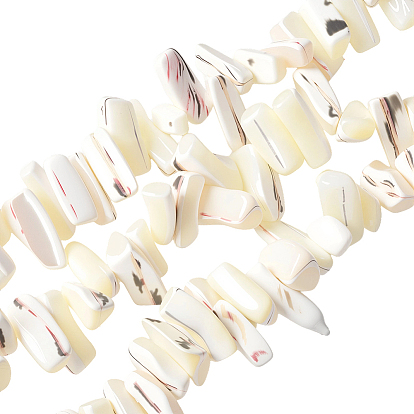 1 нити из натуральных окрашенных ракушек-трохусов, самородки