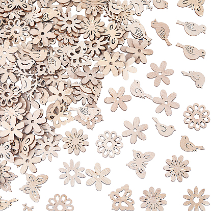 150 шт. подвески, бусины и кабошоны из неокрашенной древесины, разнообразные