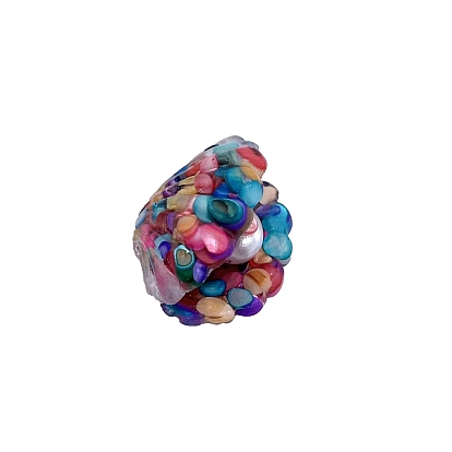 Resin Shell Shape Display Decoration, with Plastic Imitation Pearl & Shell Chips inside Statues for Home Office Decorations