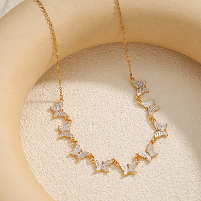 304 Collares de acero inoxidable con múltiples colgantes de mariposa con cristales y diamantes de imitación para mujer