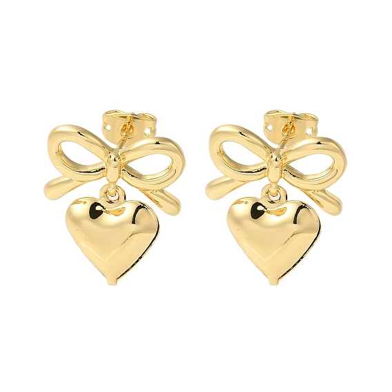 Латунные серьги-гвоздики в форме сердца с покрытием стойки, без кадмия и без свинца, долговечный