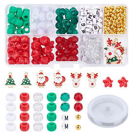 Nbeads Christmas Bracelet Making Kit for Children, Including Star & Word Acrylic & Glass & Plastic Beads, Christmas Tree & Santa Claus & Reindeer & Glove Alloy Enamel Pendants