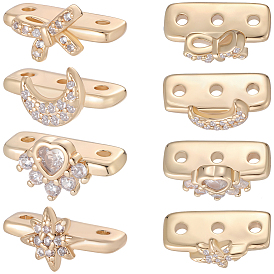 12 шт. 4 стили латунные микропаве прозрачные кубические циркониевые дистанционные планки, 3-луночное