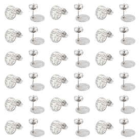 50 шт 304 детали серьги-гвоздики из нержавеющей стали, с серьгами сзади и отверстием, , плоско-круглые