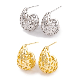 Boucles d'oreilles en laiton en forme de larme creuse à placage en crémaillère, sans cadmium et sans plomb, plaqué longue durée, boucles d'oreille