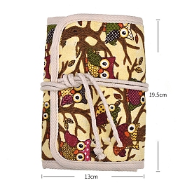 Elephant/Owl Pattern Oxford Zipper Knitting Bag, Crochet Hooks & Knitting Needles Roll