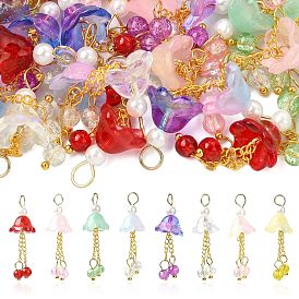 40 шт 8 цвета стеклянные подвески, лилия, с 304 петлей из нержавеющей стали с ушком