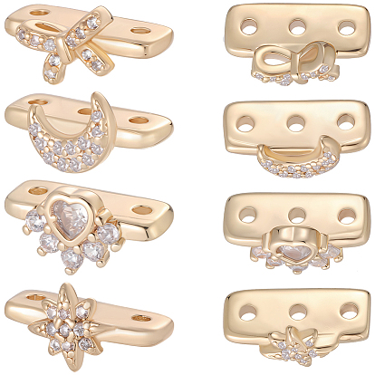 12 шт. 4 стили латунные микропаве прозрачные кубические циркониевые дистанционные планки, 3-луночное