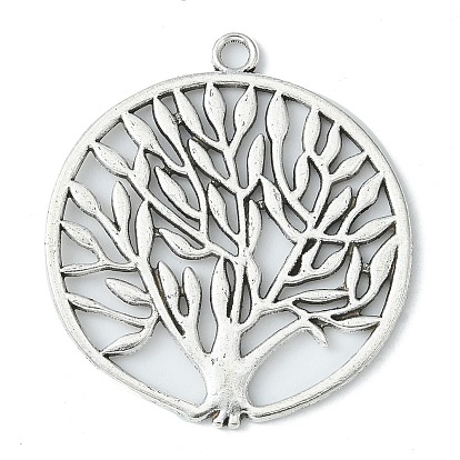 Тибетский стиль сплава цинка подвески, без свинца и без кадмия, мода древо жизни очарования, 43x38x1.5 мм, отверстие : 3 мм