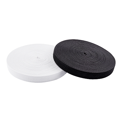 Cordón elástico de goma plana / banda, correas de costura accesorios de costura, en blanco y negro