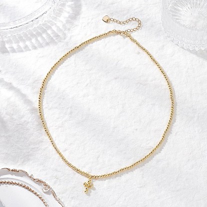 Латунный религиозный крест с подвеской в виде шариковой цепи