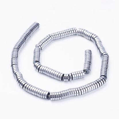 Electroplate Non-Magnetic Synthetic Hematite Beads Strands, Heishi Beads, Flat Round/Disc