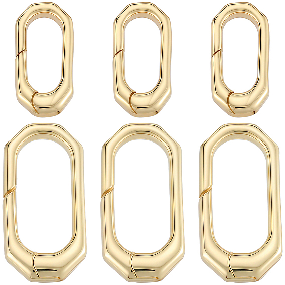 6шт 2 стили латунные пружинные затворные кольца, долговечный, без кадмия и без свинца, стойки покрытие, овальные