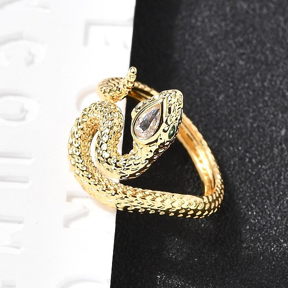 Манжеты из латуни с микро паве кубический цирконий для женщин, змея, стойки покрытие, долговечный, без свинца и без кадмия