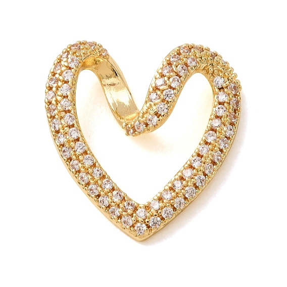 Brass Rhinestone Pendants, Heart Charms