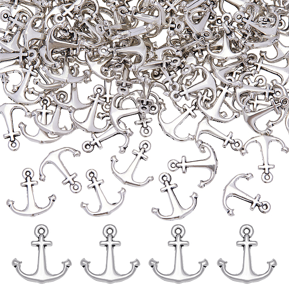 150Pcs Tibetan Style Alloy Charms, Cadmium Free & Lead Free, Anchor Charms