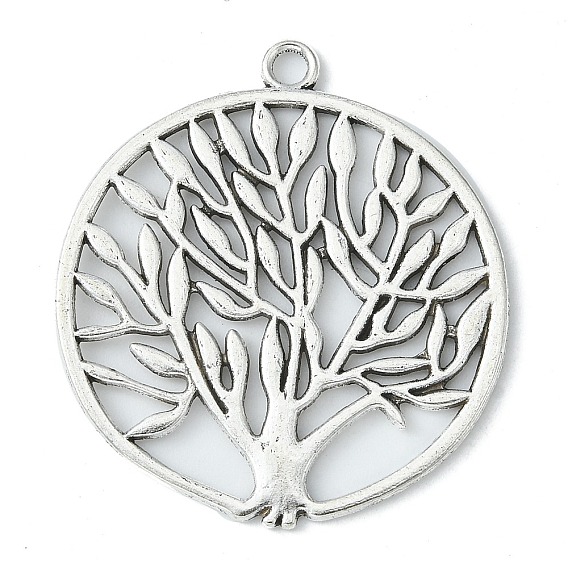 Тибетский стиль сплава цинка подвески, без свинца и без кадмия, мода древо жизни очарования, 43x38x1.5 мм, отверстие : 3 мм