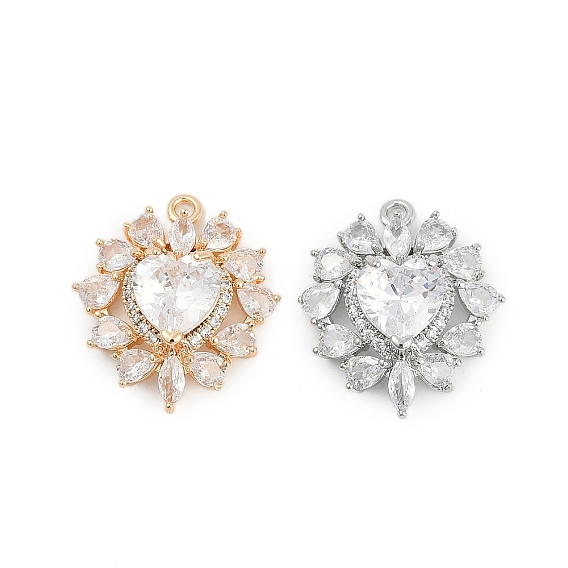 Латунные подвески, сердце прелести, со стеклом