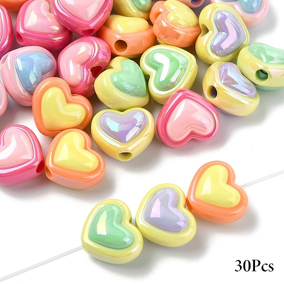 30 шт 5 цвета непрозрачные акриловые бусины, с покрытием AB цвета