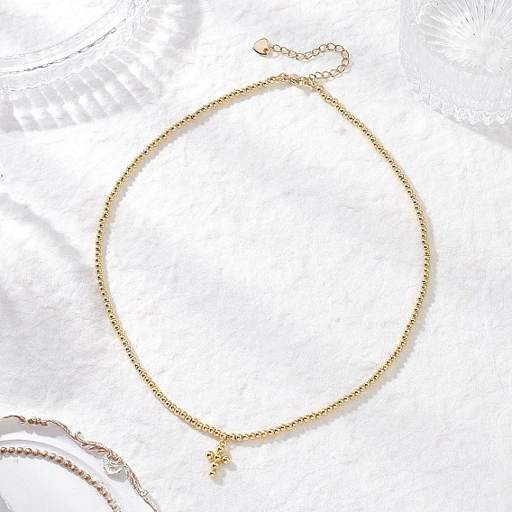 Латунный религиозный крест с подвеской в виде шариковой цепи