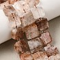 Natural Black Gold Rutilated Quartz Beads Strands, Square, with Seed Beads