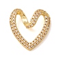 Brass Rhinestone Pendants, Heart Charms
