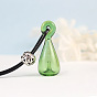 Glass Perfume Bottle Pendant Necklace with Wax Cord for Women