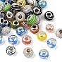 Смешанные стили ручной Lampwork большой Rondelle отверстие европейские бисер, с двойными медными сердечниками с серебряным покрытием