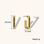 Minimalist Luxury Rectangular Earrings with Zirconia Inlay and 18K Gold Plating for Women