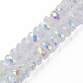 Galvanoplastie perles de verre transparentes brins à facettes, demi-tour