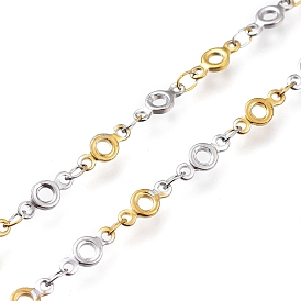 304 Stainless Steel Round Ring Link Chains, with Spool, Soldered