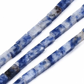 Natural Blue Spot Jasper Beads Strands, Cuboid