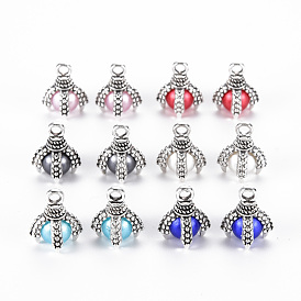 Tibetan Style Alloy Charms, ABS Plastic Imitation Pearl Beads, Cadmium Free & Lead Free, Claw