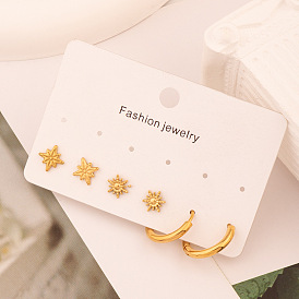 3 пары 304 комплекты сережек из нержавеющей стали, звезда и кольцо и солнце