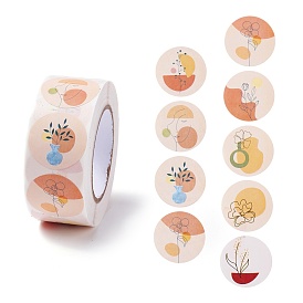 Cartoon Paper Stickers, Self Adhesive Roll Sticker Labels, for Envelopes, Bubble Mailers and Bags, Flat Round with Abstract Pattern
