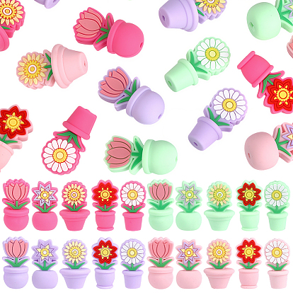 20 piezas 20 estilos perlas de silicona, flor