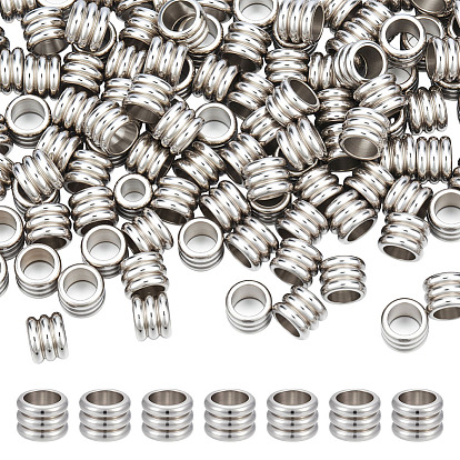 120 шт. 202 бусины из нержавеющей стали, рифленая колонна