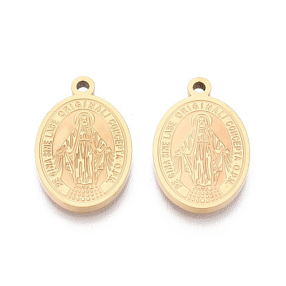 Религия 304 овальное украшение из нержавеющей стали с подвесками в виде Девы Марии, ионное покрытие (ip)